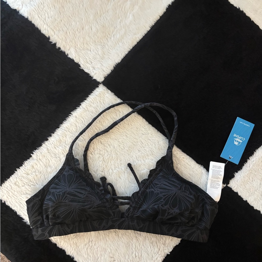 Cupshe Black tie bikini top